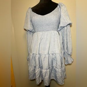 Blue peasant style dress